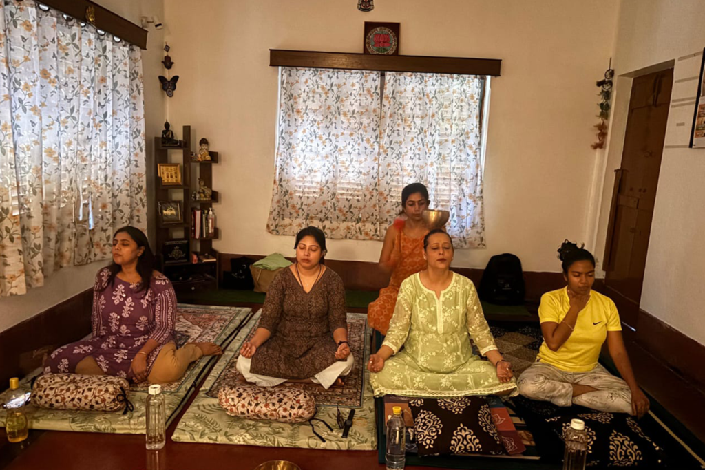 Singing bowls used in sound healing therapy at Transfinite