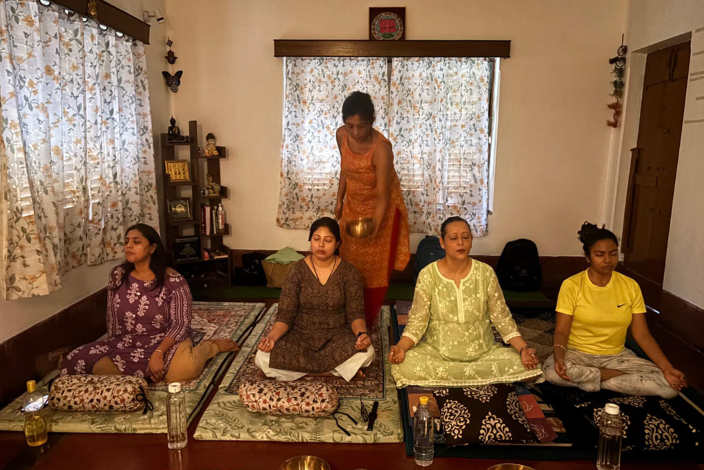 Sound healing practitioner guiding a session at Transfinite, Kolkata