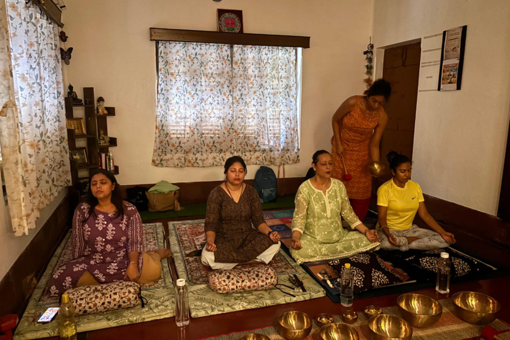 Student practicing yoga at Transfinite wellness studio, Kolkata